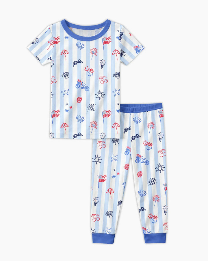 Zweiteiliges, kurzärmliges Pyjama-Set mit Marienkäfern