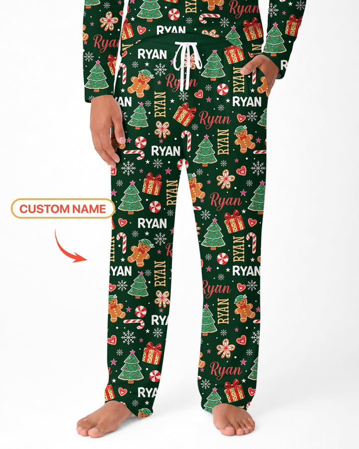 Custom Name Christmas Crew Family Matching Bamboo Men's Pajama Set
