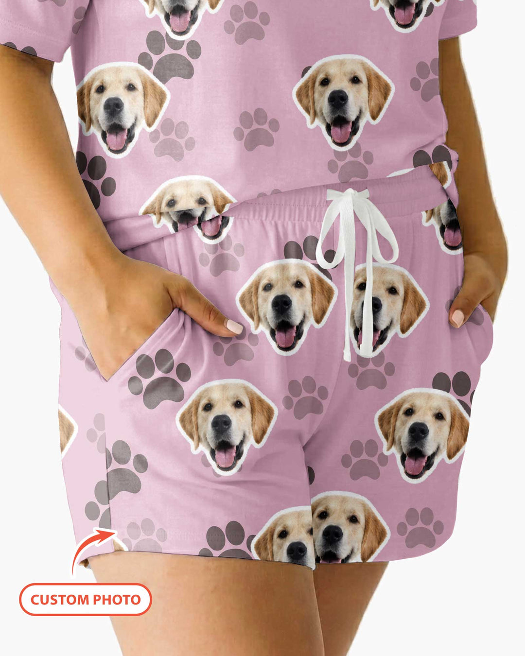Personalized Dog & Cat Photo Bamboo Women Short Sleeve Short Pajama Set