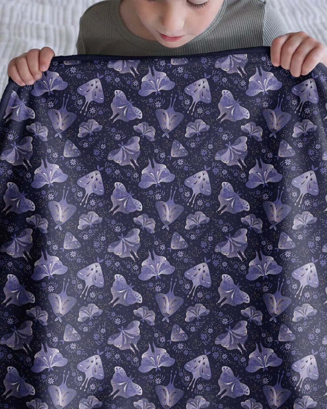 Very Peri Moths Bamboo Blanket