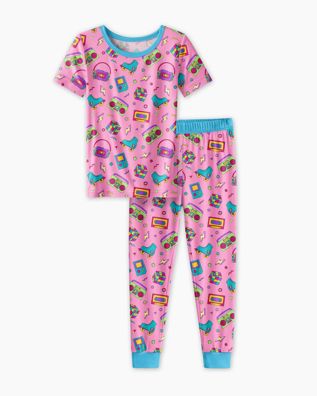 80s Retro Neon Bamboo Two Piece Short Sleeve Pajama Set