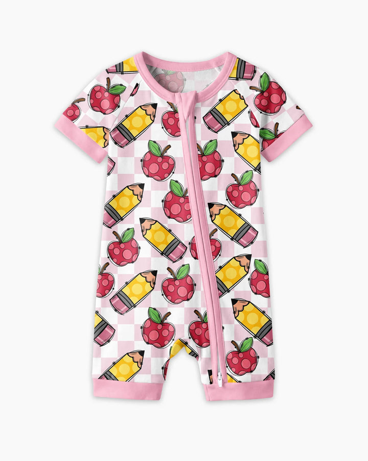 Checkered Apple Scribbles Bamboo Shorty Zippy