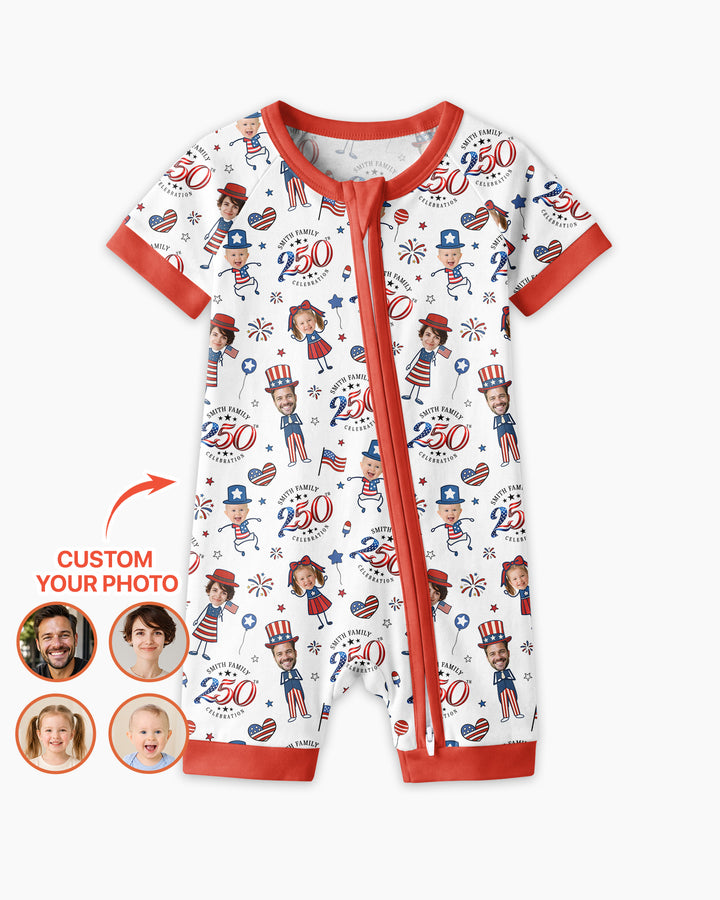Custom Photo Smith Family Celebration Bamboo Shorty Zippy
