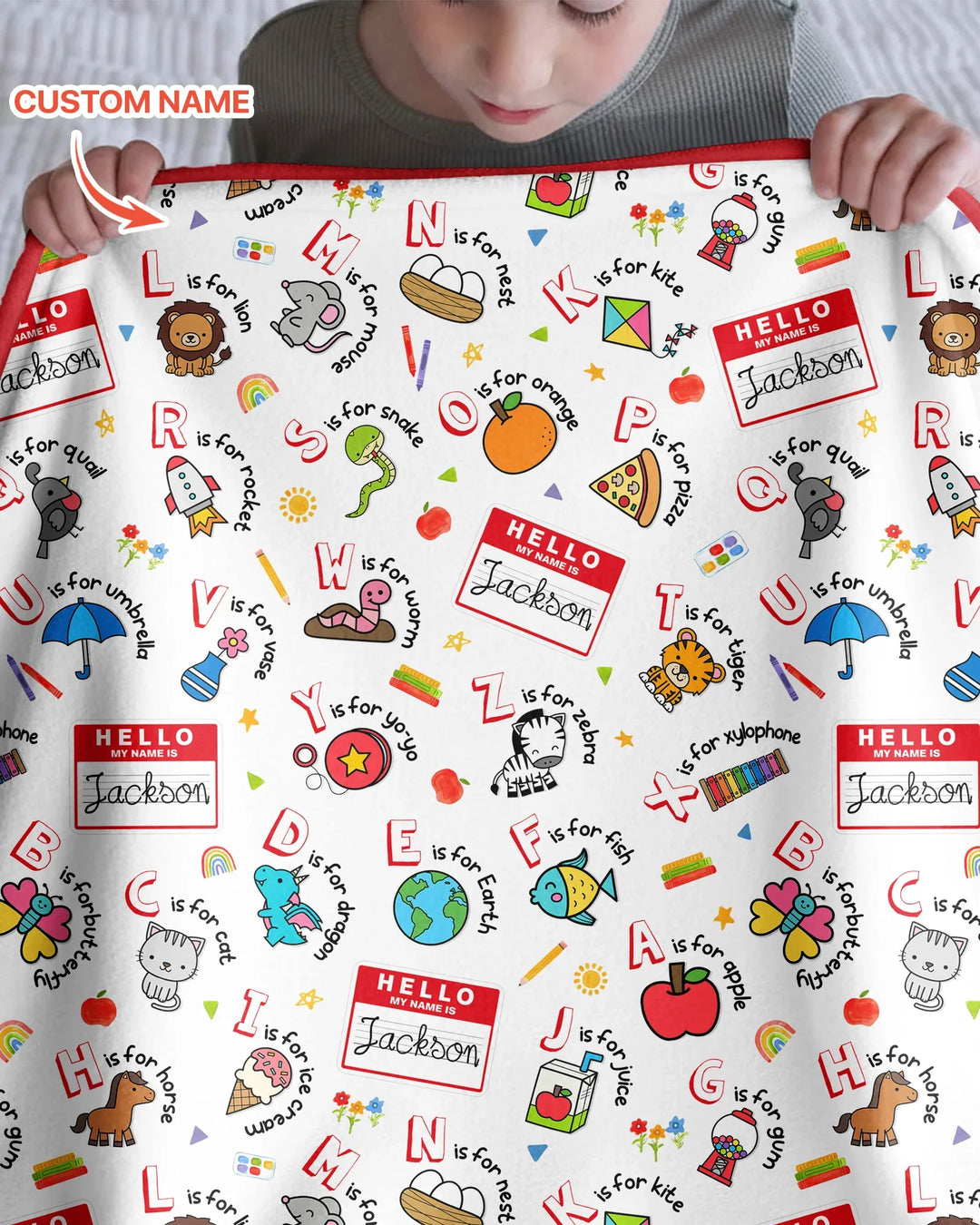 Custom Name Hello School ABCs Bamboo Blanket