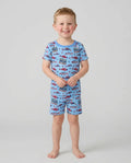 Stars and Stripes Fish Bamboo Two Piece Short Sleeve Shorts Pajama Set