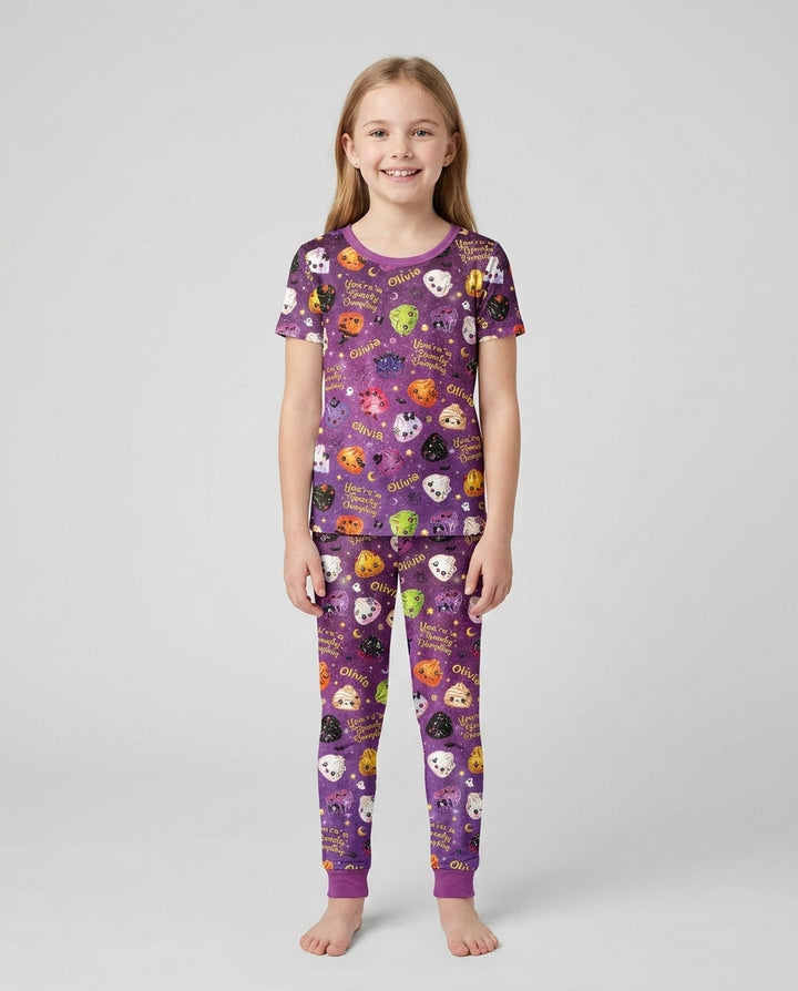 Custom Name You're A Spooky Dumpling Bamboo Two Piece Short Sleeve Pajama Set