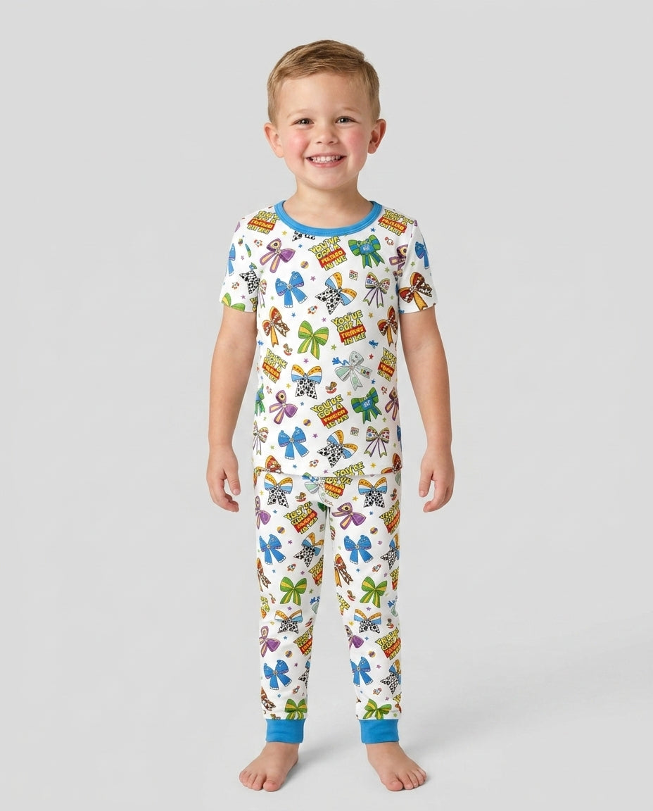 Magical Mirror Bow Bamboo Two Piece Short Sleeve Pajama Set