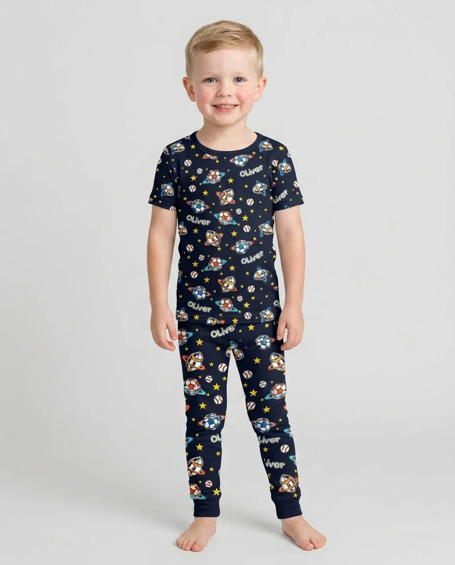 Zweiteiliges, kurzärmliges Pyjama-Set mit Marienkäfern