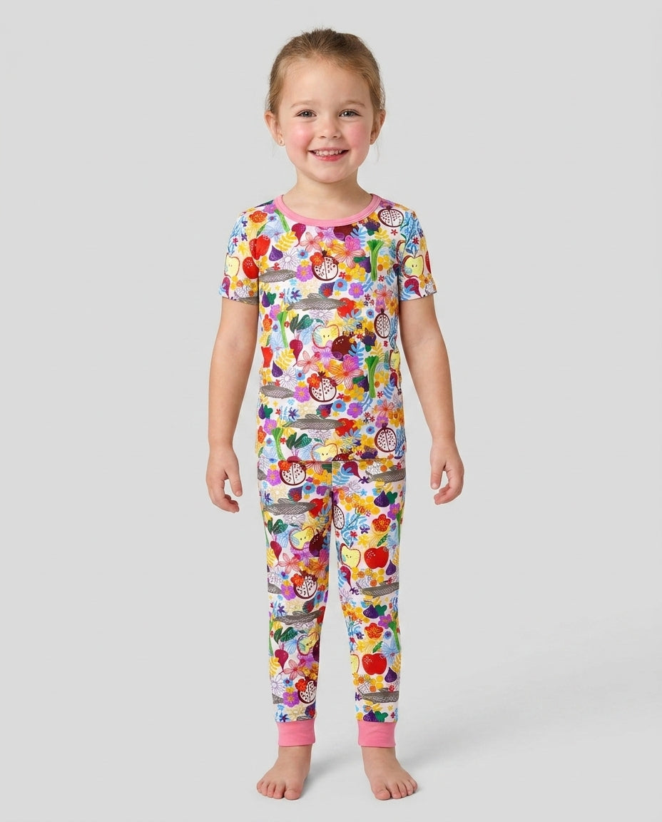 Happy Rosh Hashanah Bamboo Two Piece Short Sleeve Pajama Set