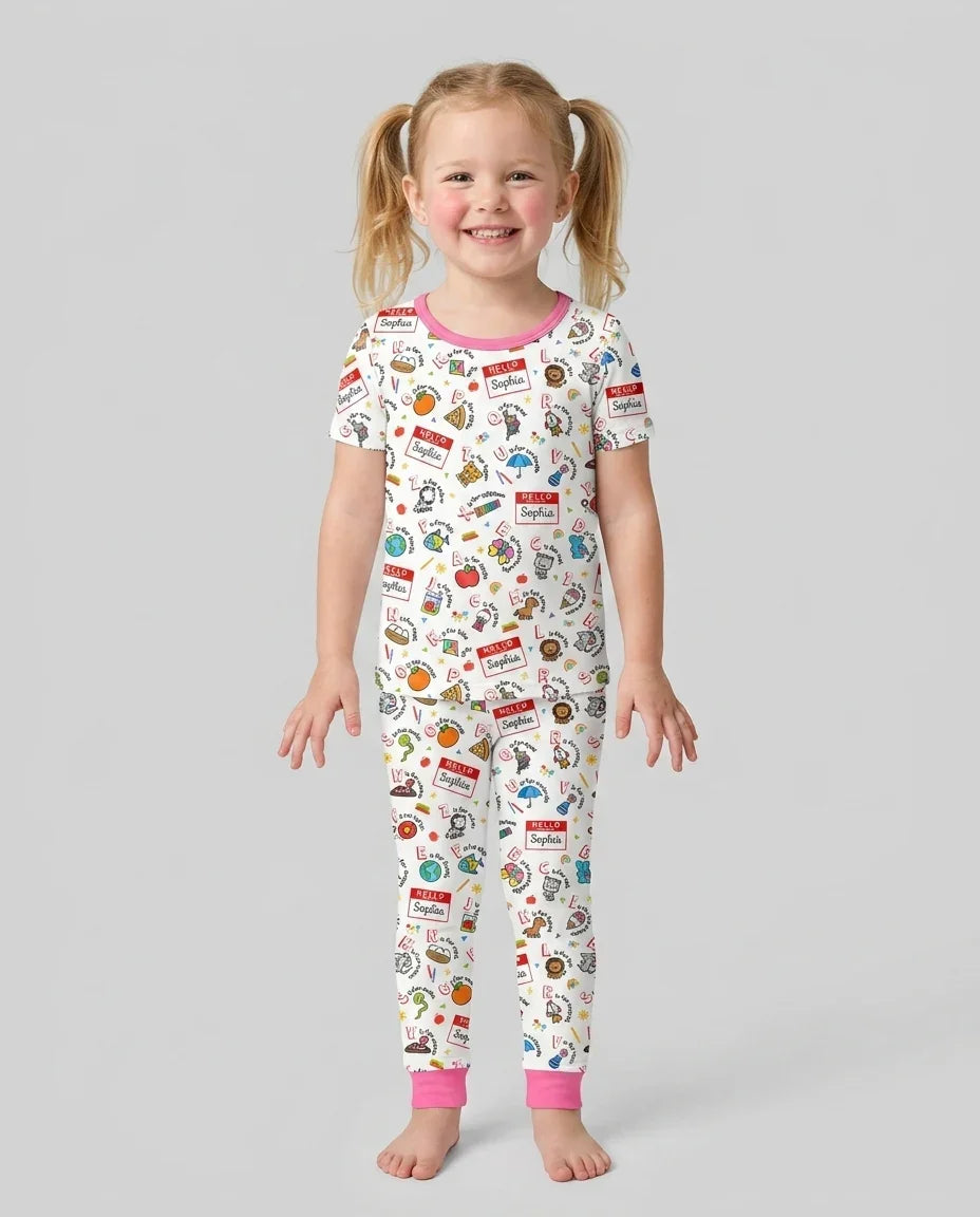 Zweiteiliges, kurzärmliges Pyjama-Set mit Marienkäfern