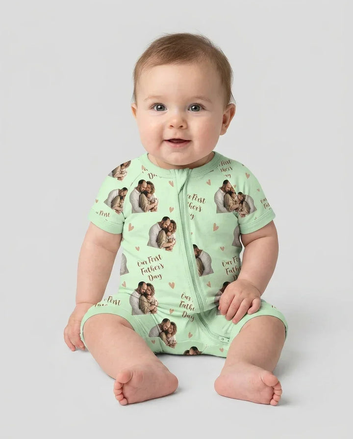 Custom Photo Our First as Parents Bamboo Shorty Zippy