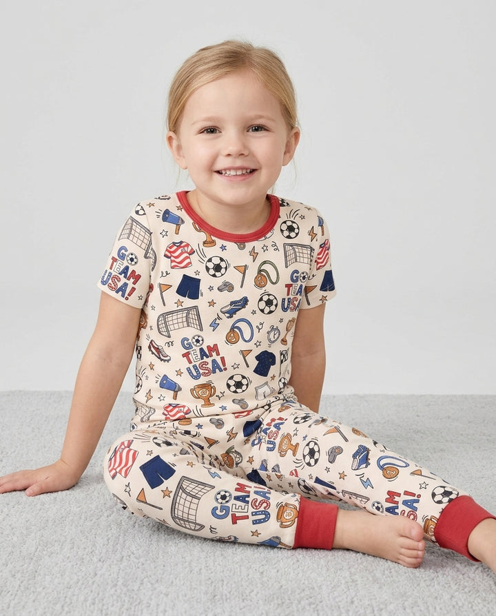 Zweiteiliges, kurzärmliges Pyjama-Set mit Marienkäfern