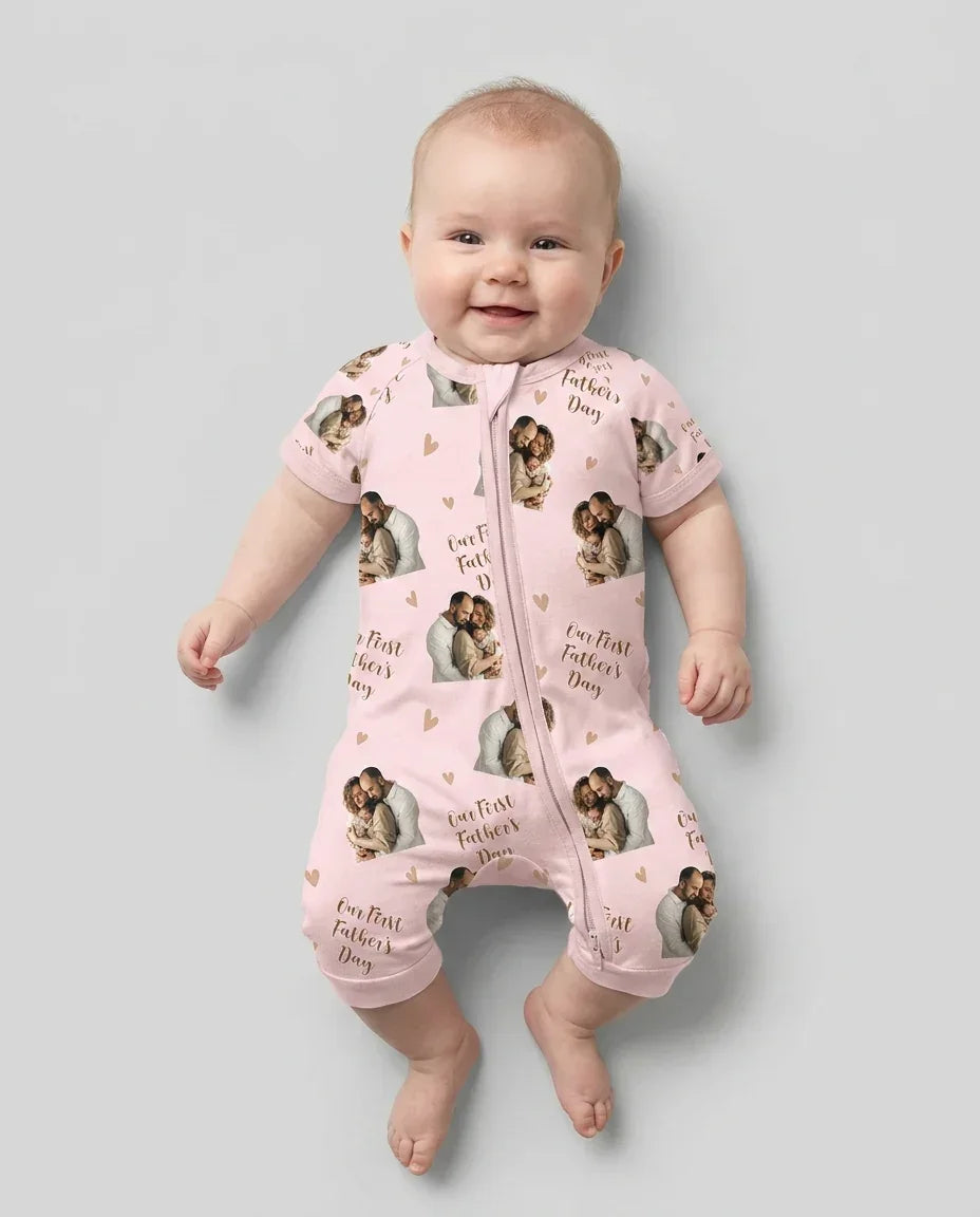 Custom Photo Our First as Parents Bamboo Shorty Zippy