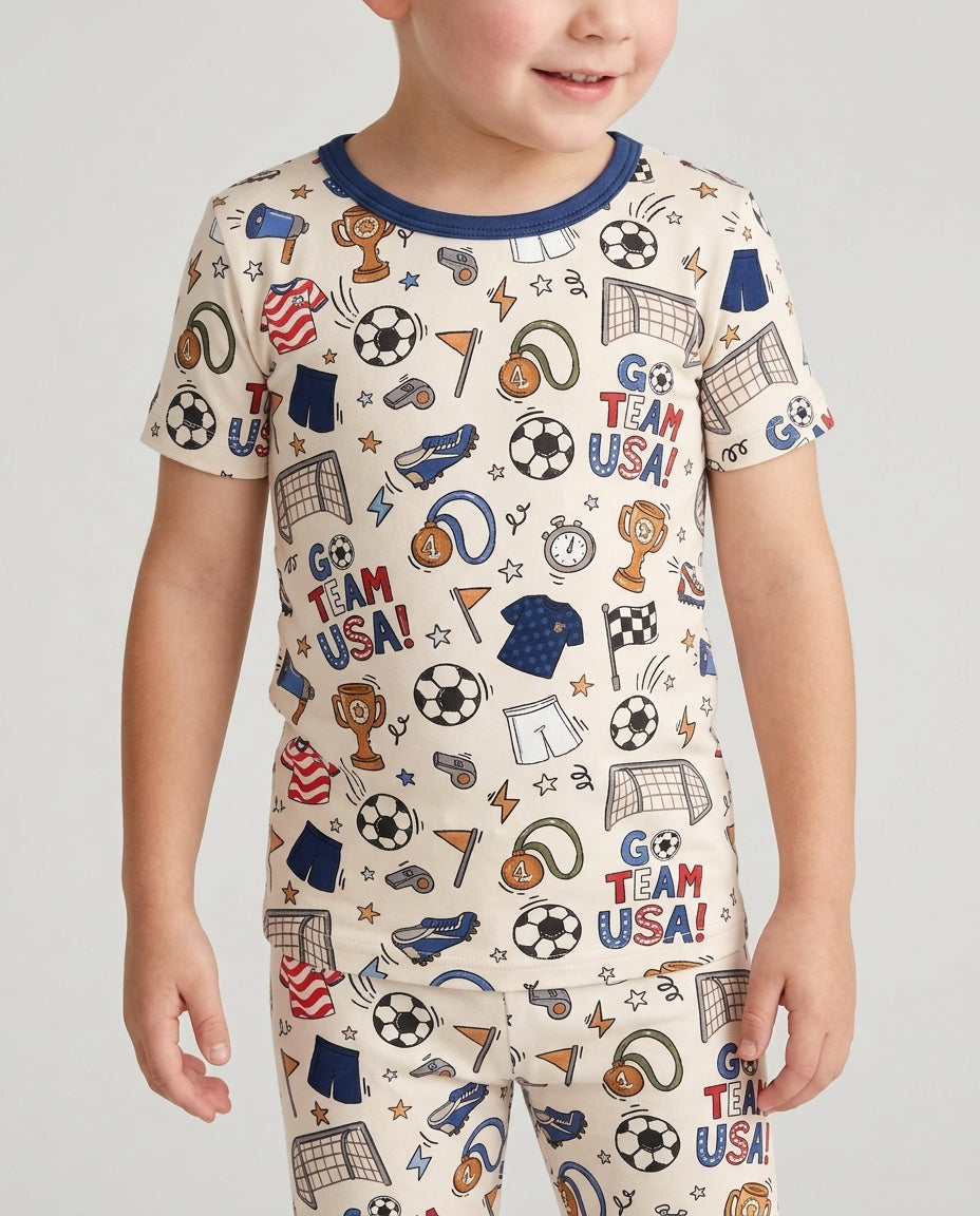 Zweiteiliges, kurzärmliges Pyjama-Set mit Marienkäfern
