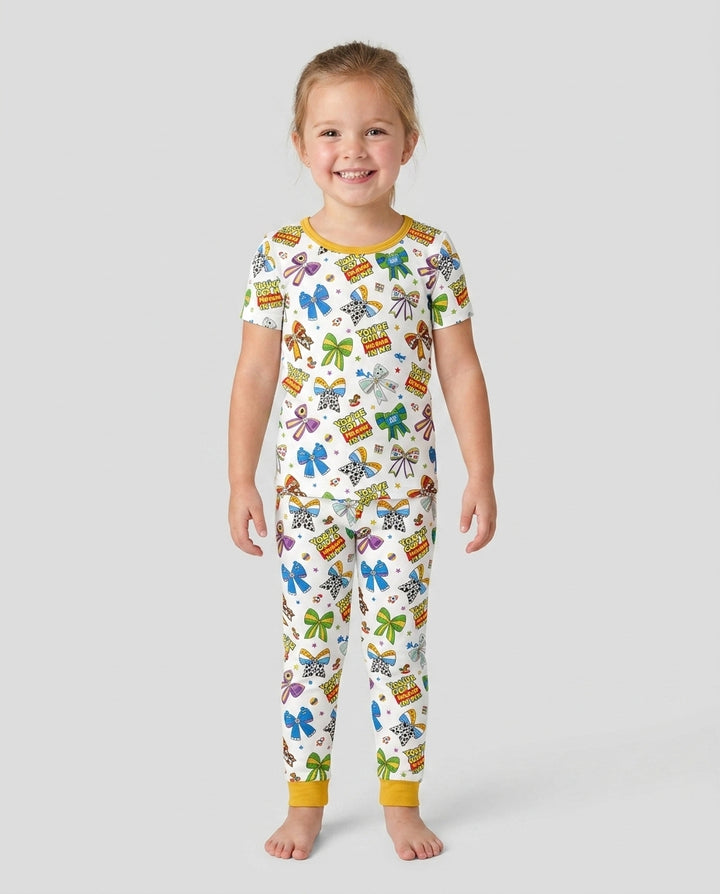Magical Mirror Bow Bamboo Two Piece Short Sleeve Pajama Set