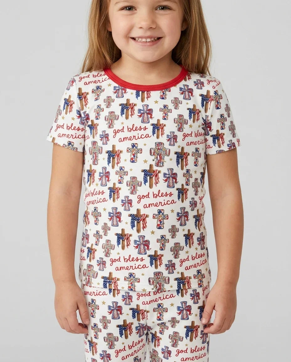 Zweiteiliges, kurzärmliges Pyjama-Set mit Marienkäfern
