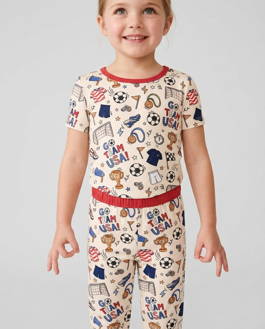Zweiteiliges, kurzärmliges Pyjama-Set mit Marienkäfern