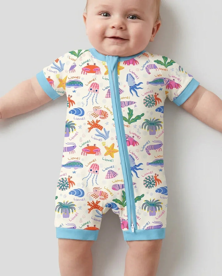 Tide Pool Pals Custom Name Bamboo Shorty Zippy