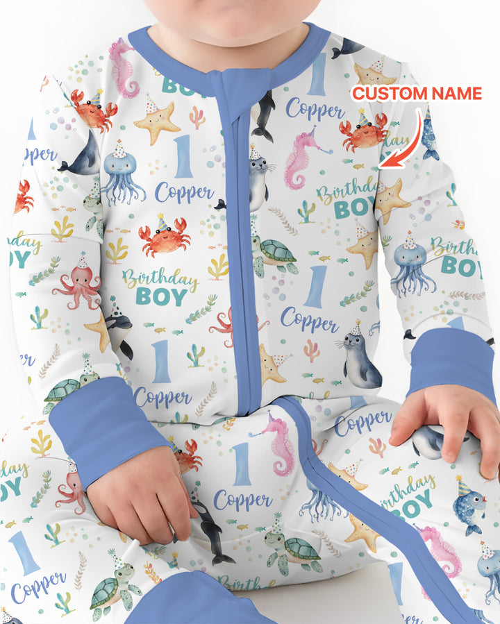 Birthday Under The Sea Custom Name & Age Bamboo Convertible Zippy
