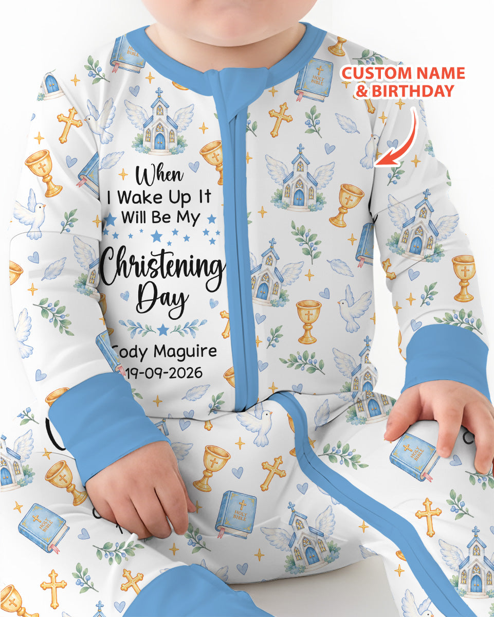 Personalized When I Wake Up It Will Be My Christening Day Bamboo Convertible Zippy