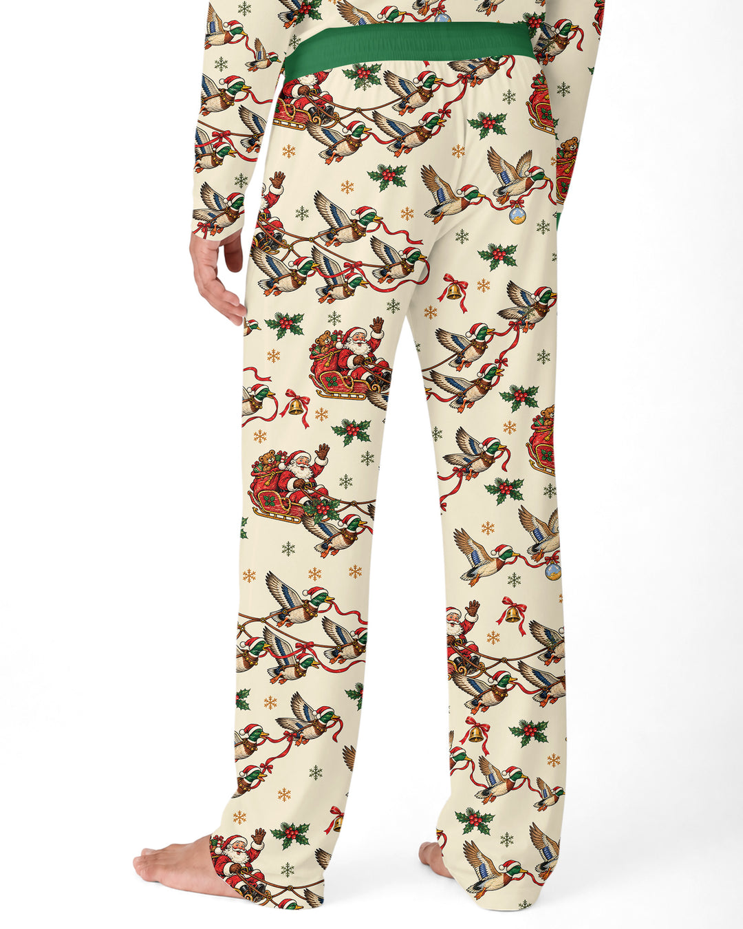 Santa Sleigh with Mallard Ducks Bamboo Men's Pajama Set