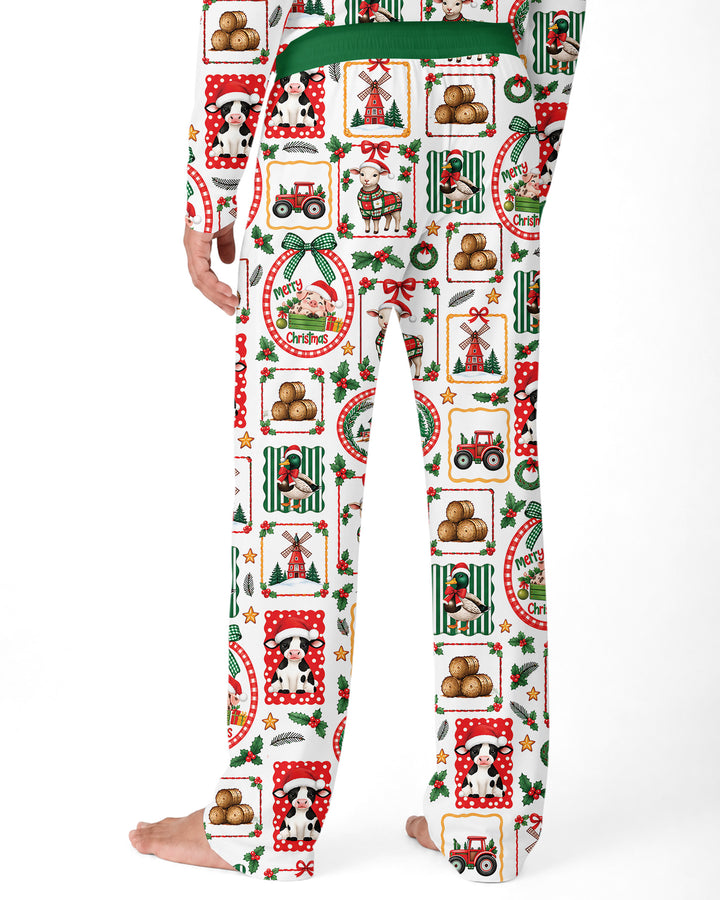 Christmas Farm Animals Bamboo Men's Pajama Set