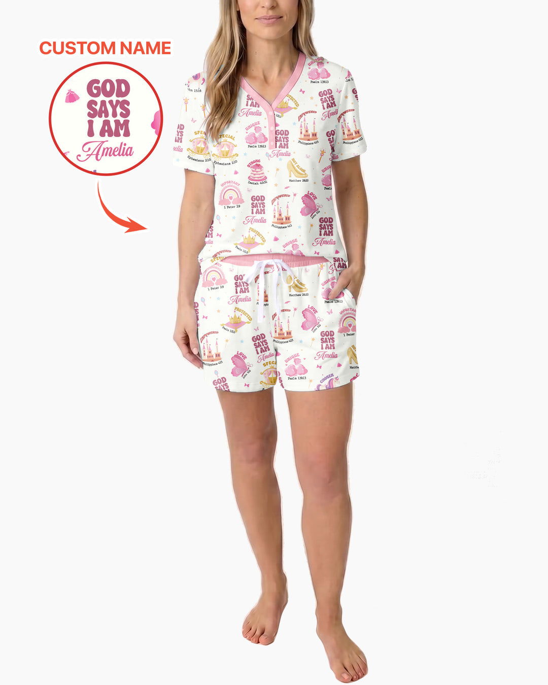 God Says I Am Girl Bamboo Women Short Sleeve Short Pajama Set