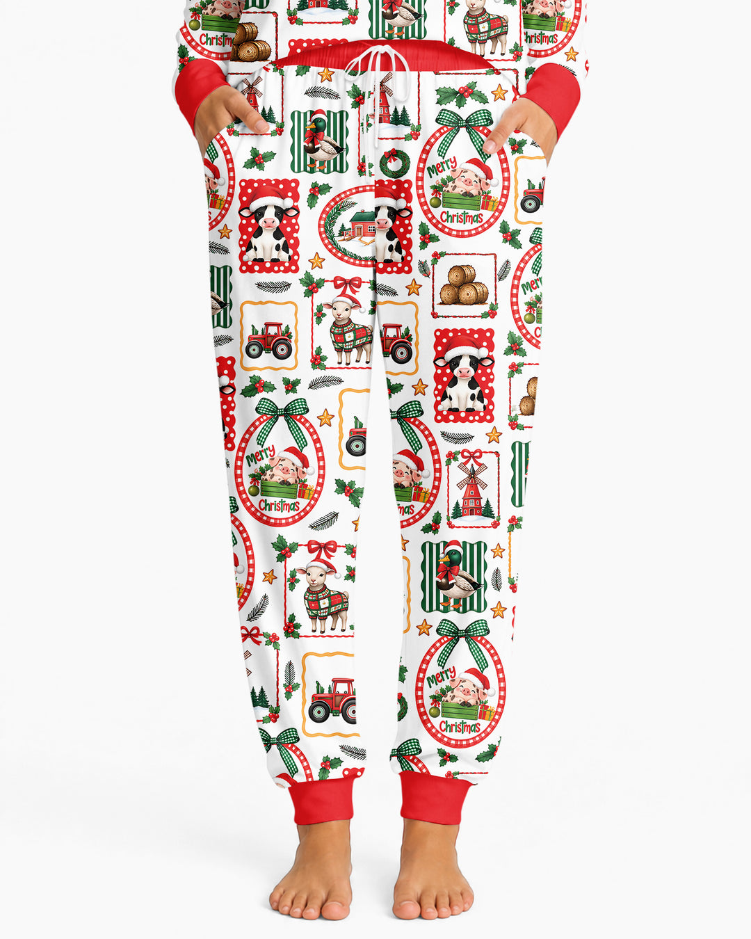 Christmas Farm Animals Bamboo Women Pajama Set