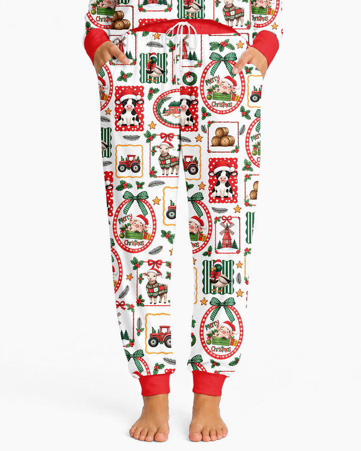 Christmas Farm Animals Bamboo Women Pajama Set