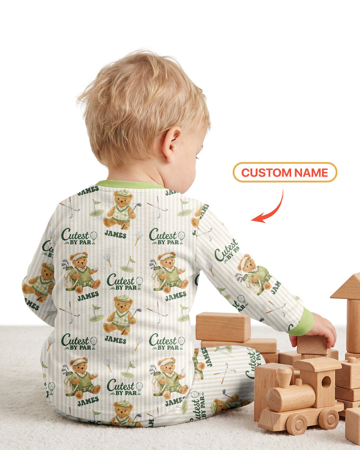 Cutest By Par Custom Name Bamboo Two Piece Long Sleeve Pajama Set