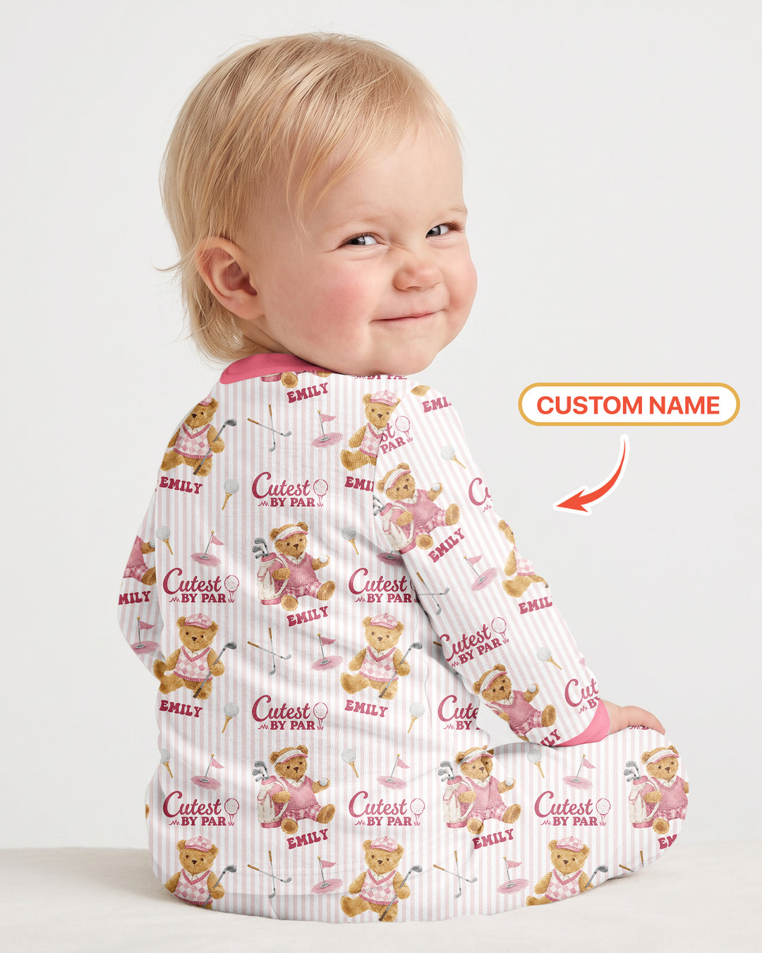 Cutest By Par Custom Name Bamboo Two Piece Long Sleeve Pajama Set