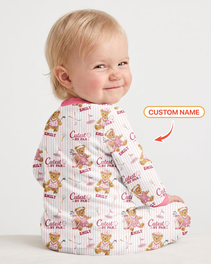 Cutest By Par Custom Name Bamboo Two Piece Long Sleeve Pajama Set