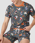 Just A Spooky Goose Family Matching Bamboo Men Short Sleeve Short Pajama Set