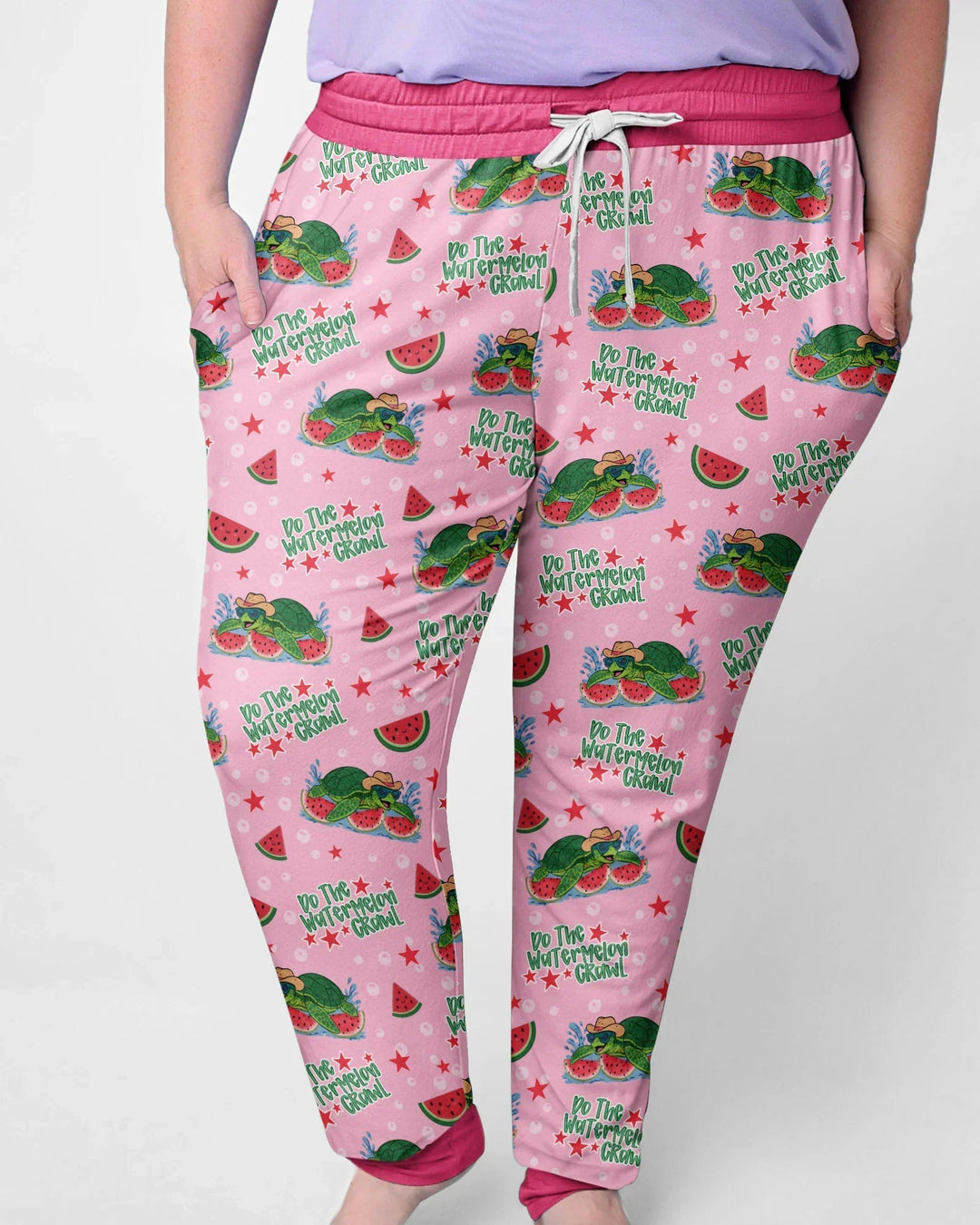 Wassermelonen-Schildkröten Familie passendes Bambus Pyjama Set für Damen