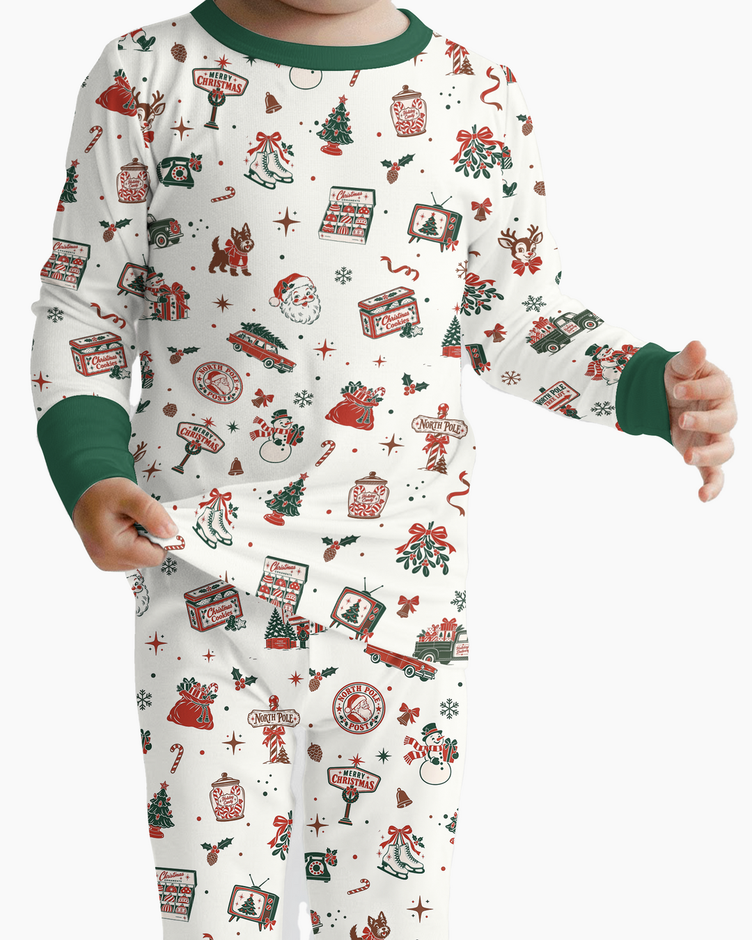 North Pole Retro Bamboo Two Piece Long Sleeve Pajama Set