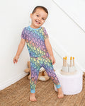 Pastel Rainbow Ghost Halloween Bamboo Two Piece Short Sleeve Pajama Set