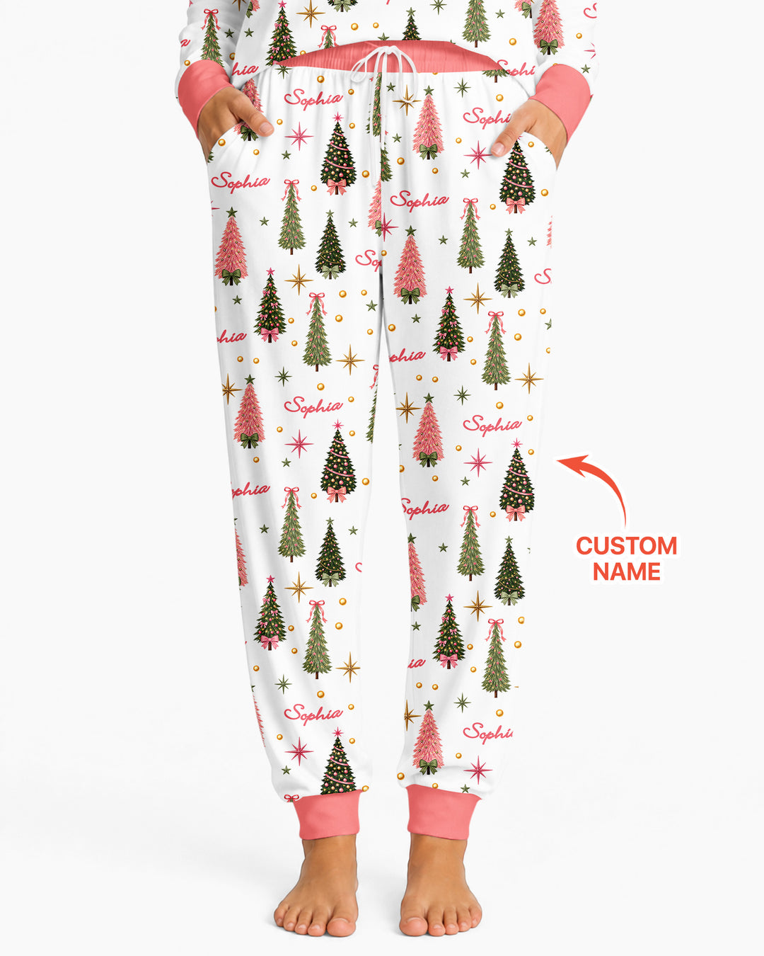 Custom Name Merry Christmas Tree Bamboo Women Pajama Set
