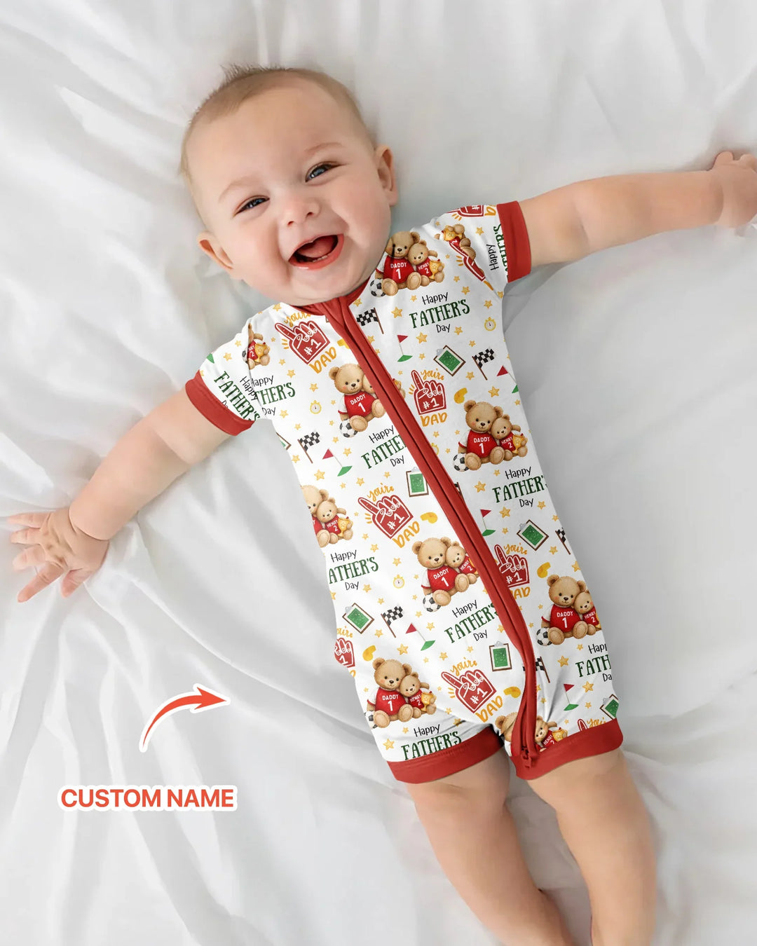 BENUTZERDEFINIERTES Muster Bambus Strampler mit Reißverschluss