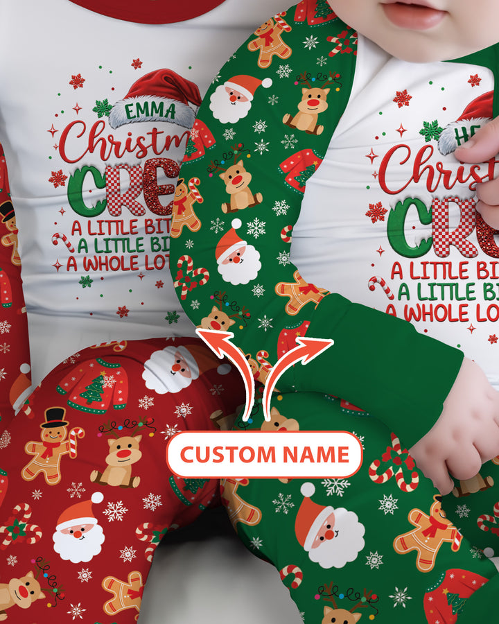 Personalized Christmas Crew Family Matching Bamboo Two Piece Long Sleeve Pajama Set