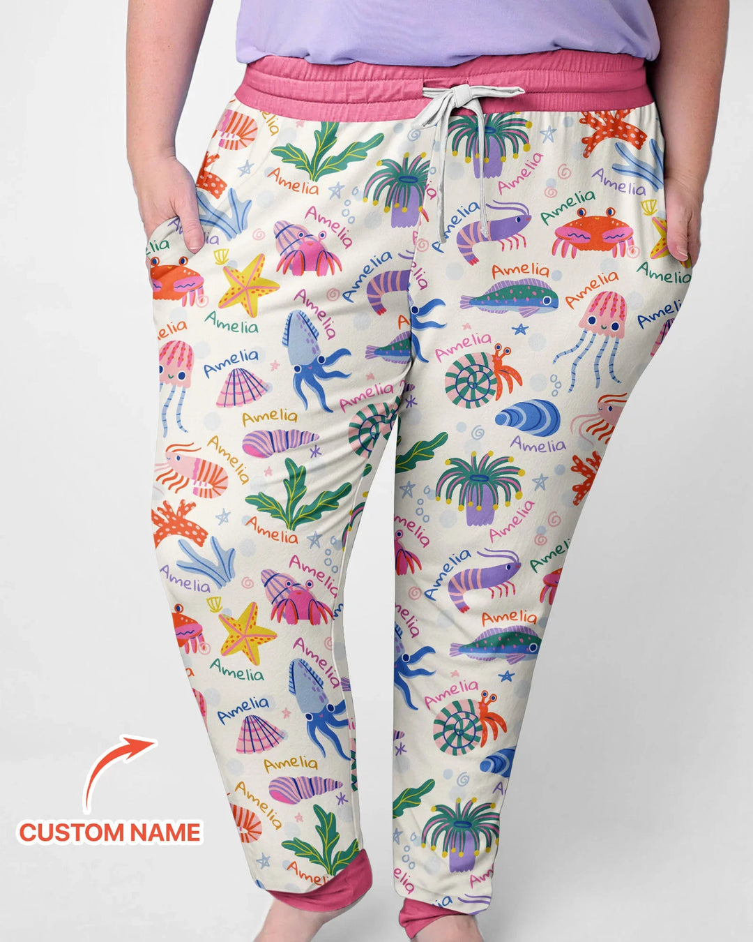Tide Pool Pals Custom Name Bamboo Women Pajama Set