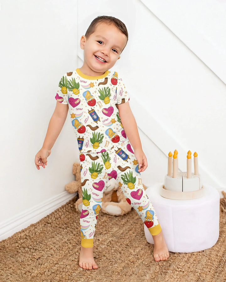 Zweiteiliges, kurzärmliges Pyjama-Set mit Marienkäfern