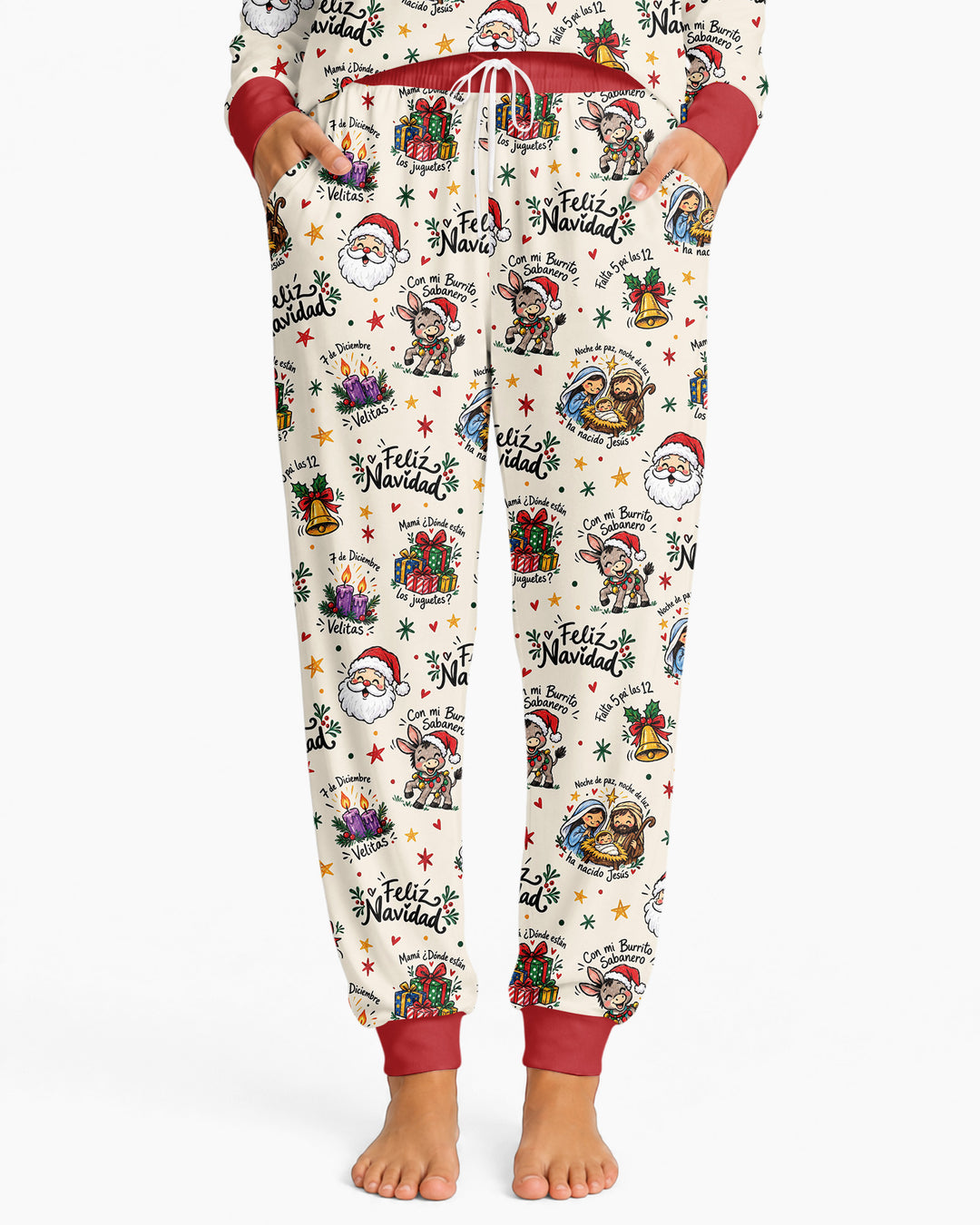 Whimsical Feliz Navidad Christmas Bamboo Women Pajama Set