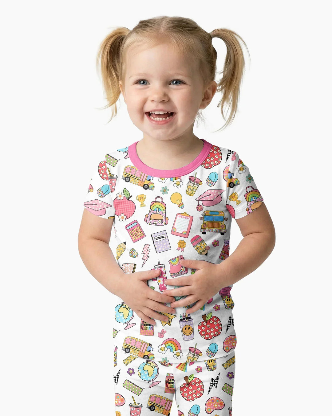 Preppy Back to School Bamboo Two Piece Short Sleeve Pajama Set