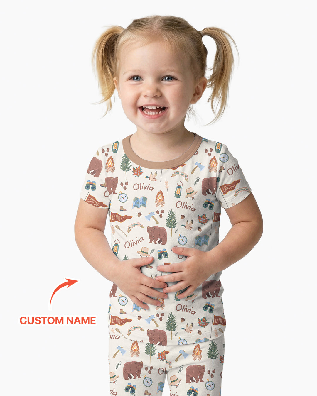 Custom Name Adventure Outdoors Bamboo Two Piece Short Sleeve Pajama Set