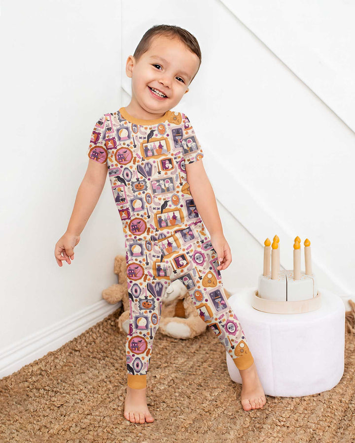 Spooky Portraits Bamboo Two Piece Short Sleeve Pajama Set