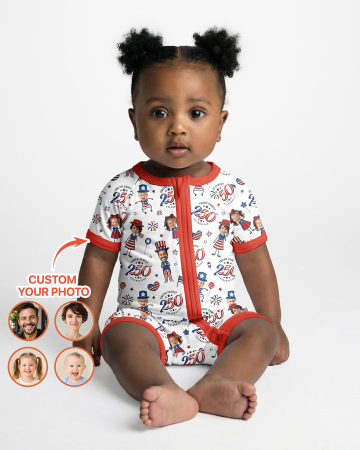 Custom Photo Smith Family Celebration Bamboo Shorty Zippy