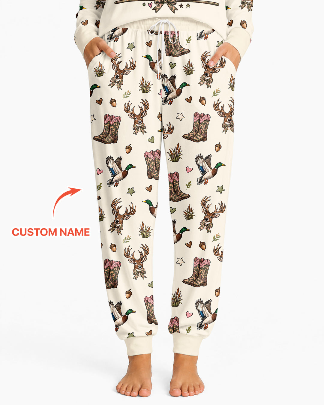 Custom Name Preppy Camo Bow Bamboo Women Pajama Set