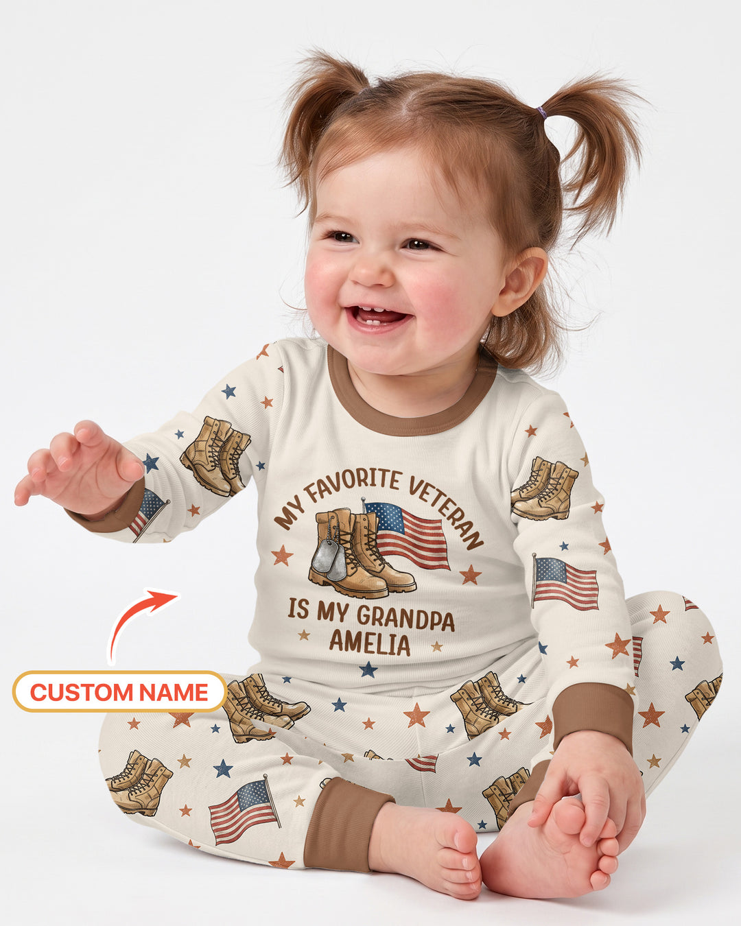 My Favorite Veteran Is My Grandpa Bamboo Two Piece Long Sleeve Pajama Set