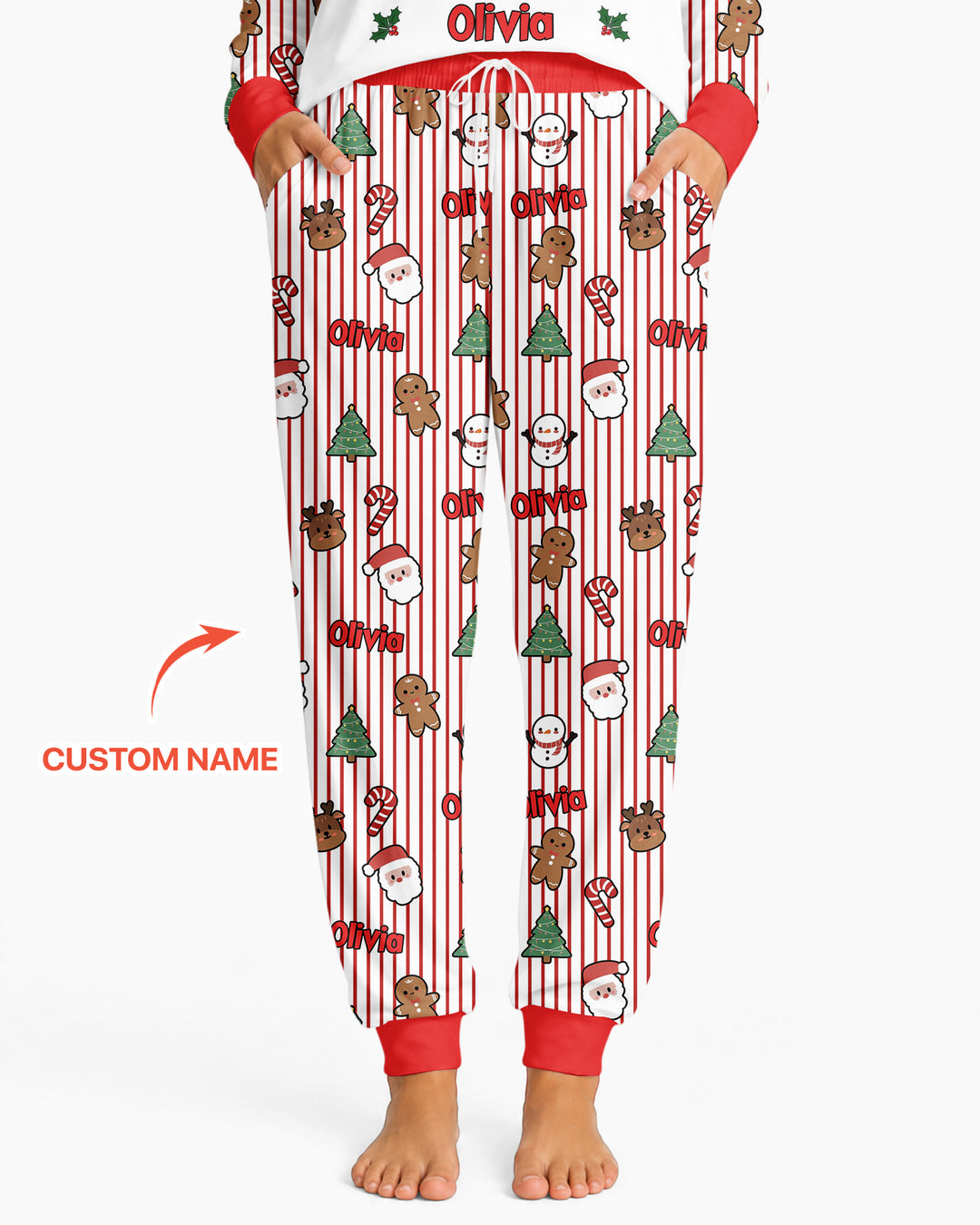 Custom Name Funny Christmas Crossing Bamboo Women Pajama Set