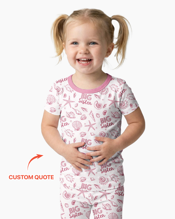 Coquette Seashell Matching Sibling Bamboo Two Piece Short Sleeve Pajama Set
